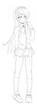  1girl gomu_udon lineart long_hair looking_at_viewer monochrome original skirt smile solo very_long_hair 