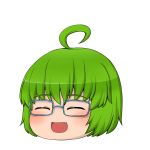  ahoge blush fang glasses green_hair highres kitsunerider original transparent_background yukkuri_shiteitte_ne 