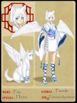  cat_ear female kimono pet sandals white_fur white_hair wings wolf 