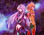  1boy 1girl armor female hornet_sonia lionet_soma male orange_hair purple_hair saint_seiya saint_seiya_omega wimps1567 