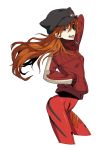  1girl 9aki animal_hat blue_eyes brown_hair cat_hat cropped_legs evangelion:_3.0_you_can_(not)_redo eyepatch hand_in_pocket hat long_hair looking_at_viewer neon_genesis_evangelion plugsuit rebuild_of_evangelion shikinami_asuka_langley simple_background solo soryu_asuka_langley souryuu_asuka_langley tongue tongue_out track_jacket white_background 