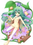  :d alraune_(p&amp;d) bare_shoulders cutout dress drill_hair flower green_eyes green_hair head_leaves highres long_hair mikomiko_masimaro open_mouth puzzle_&amp;_dragons smile solo thigh-highs thighhighs 