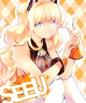  +_+ animal_ears blonde_hair blue_eyes bracelet jewelry long_hair pointing pout seeu solo tiny_(tini3030) vocaloid 