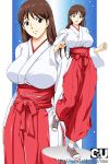  brown_eyes brown_hair huge_breasts japanese_clothes kamisama_dolls miko nolia shiba_hibino 