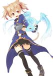  1girl :d alternate_color animal_ears black_legwear breastplate brown_hair cat_ears cat_tail dragon fingerless_gloves gloves kinta_(distortion) long_sleeves open_mouth pina_(sao) red_eyes short_hair short_twintails silica silica_(sao-alo) skirt smile sword_art_online tail thighhighs twintails 