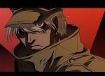  1boy captain_(hellsing) dark_skin hat hellsing imasan red_eyes solo white_hair 