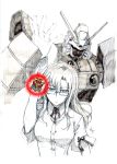  g_gundam glasses gundam king_of_hearts kiryuu_moeka mecha monochrome shining_gundam steins;gate teikuauto_kuriya 