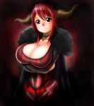  1girl breasts choker cleavage dress finalcake horns huge_breasts maou_(maoyuu) maoyuu_maou_yuusha red_eyes red_hair redhead solo 