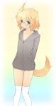  1girl animal_ears blue_eyes blush brown_hair dog_ears dog_tail flat_chest highres majima_yuki original short_hair solo tail thigh_gap 