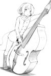  1girl animal_ears flat_chest instrument majima_yuki monochrome original short_hair simple_background solo white_background 