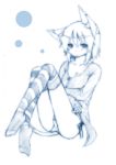  1girl absurdres animal_ears cat_ears copyright_request flat_chest highres looking_at_viewer majima_yuki monochrome panties short_hair simple_background solo striped striped_legwear underwear white_background 