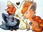  blue_eyes fennekin fox heart orange_eyes pokemon pokemon_(creature) pokemon_(game) pokemon_xy smile vulpix zorua 