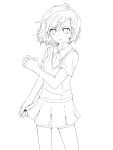  1girl highres lineart misaka_mikoto monochrome naminori school_uniform short_hair solo to_aru_kagaku_no_railgun to_aru_majutsu_no_index 