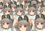  1girl animal_ears clone crossed_arms grey_hair ishikkoro mouse_ears mouse_tail nazrin red_eyes short_hair sitting socks solo tail touhou 