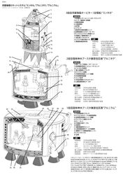  cockpit diagram excel_(artist) fairy_maid hakurei_reimu highres izayoi_sakuya kirisame_marisa mini-hakkero monochrome partially_translated remilia_scarlet rocket space_craft spacecraft_interior touhou translation_request typo 