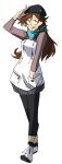  1girl beret brown_hair evangelion:_3.0_you_can_(not)_redo hand_in_pocket hat leggings miraongchua neon_genesis_evangelion pantyhose rebuild_of_evangelion scarf smile solo suzuhara_sakura uniform 