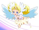  1girl blonde_hair blue_eyes blush candy_(smile_precure!) dress hair_wings head_wings ishikkoro open_mouth personification precure royal_candy short_hair smile smile_precure! tiara wings 