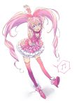  armpits arms_behind_back arms_up blue_eyes blush cure_melody houjou_hibiki long_hair looking_at_viewer magical_girl midriff musical_note open_mouth pink_hair pink_legwear precure ribbon skirt smile solo stretch suite_precure thigh-highs thighhighs twintails ume_(plumblossom) white_background 