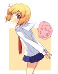  1boy 1girl :&lt; blush kotoura-san kotoura_haruka long_sleeves manabe_yoshihisa maromi_(am97) necktie orange_hair red_eyes school_uniform serafuku short_hair skirt sweatdrop 