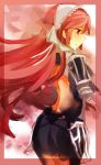  1girl armor fire_emblem fire_emblem:_kakusei hairband long_hair ponytail red_eyes red_hair redhead sakuno_shion serge_(fire_emblem) solo 