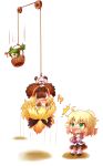  !? 3girls ? arinu arm_warmers blonde_hair bloomers bloomers_pull blush bow brown_dress brown_eyes bucket chibi covering covering_crotch dress green_eyes green_hair hair_bobbles hair_bow hair_ornament hanging highres in_bucket in_container kisume kurodani_yamame long_sleeves mizuhashi_parsee multiple_girls open_mouth panties panty_pull ponytail shirt short_sleeves skirt surprised tears touhou twintails underwear upside-down v_arms 