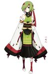  1girl bare_shoulders boots detached_sleeves eyepatch green_eyes green_hair headband japanese_clothes merlusa personification pokemon short_hair simple_background solo white_background wide_sleeves xatu 