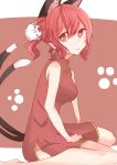  1girl animal_ears cat_ears cat_tail gintama kaenbyou_rin kagura_(gintama) kagura_(gintama)_(cosplay) kuromari_(runia) multiple_tails red_eyes red_hair redhead short_hair solo tail touhou 