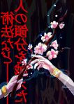  armlet branch cherry_blossoms comic giselebon holding mirror_writing touhou toyosatomimi_no_miko translation_request 