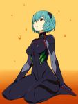  1girl ayanami_rei blue_hair bodysuit chan_co evangelion:_3.0_you_can_(not)_redo hair_ornament highres kneeling lcl neon_genesis_evangelion open_mouth plugsuit rebuild_of_evangelion short_hair skin_tight solo 