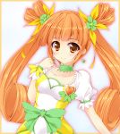  1girl breasts brown_eyes brown_hair choker cure_rosetta dokidoki!_precure double_bun dress flower hair_flower hair_ornament long_hair magical_girl nekoyaso precure puffy_sleeves ribbon smile solo twintails wrist_cuffs yotsuba_alice 