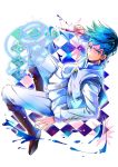  1boy akishima_kei blue_eyes blue_hair headband heaven&#039;s_door heaven's_door ink jojo_no_kimyou_na_bouken kishibe_rohan pen solo stand_(jojo) 
