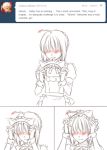  ahoge alternate_costume animal_ears blush cat_ears comic enmaided fake_animal_ears fate/stay_night fate_(series) hair_over_eyes hairband kemonomimi_mode maid monochrome rynn_(seibu) saber silenri silent_comic solo trembling tumblr 