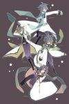  4boys blue_eyes blue_hair boots coat highres kaito kaito_(vocaloid3) looking_at_viewer male multiple_boys multiple_persona scarf smile vocaloid yoshiki 
