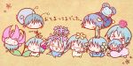  &gt;_&lt; ._. :&lt; =_= antennae apron blue_hair cape chibi clone crossed_arms crown flower flower_on_head frog hair_flower hair_ornament mahou_shoujo_madoka_magica miki_sayaka ohagi open_mouth snail turtle turtle_shell wreath 