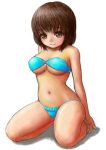  1girl bikini breasts brown_eyes brown_hair mitsu_(komainumilk) original short_hair sitting swimsuit under_boob underboob wariza 