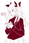  1girl anger_vein angry artist_request commentary cracking_knuckles english fate/stay_night fate_(series) hair_ribbon long_hair monochrome ribbon shiyun silenri solo sweater tohsaka_rin toosaka_rin turtleneck twintails two_side_up 