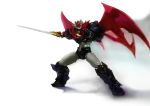  freedomz3 glowing glowing_eyes highres mazinkaiser mazinkaiser_(robot) mecha no_humans shadow solo super_robot sword weapon wings 
