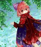  1girl artist_request bow cape leaf red_eyes redhead sekibanki short_hair touhou willow 