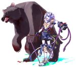  animal_ears armor bear blood blood_in_mouth bloody_teeth blue_eyes claws fang jump_rope kyousaku mygrimoire open_mouth original purson_(mygrimoire) sharp_teeth smile snake tail 