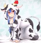  animal_costume breasts cleavage cow_costume cow_print ex-keine horns kamishirasawa_keine long_hair netachou red_eyes ribbon touhou 