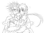  1boy 1girl arcana_heart bad_id couple crossover esaka fiona_mayfield gauntlets guilty_gear headband m.u.g.e.n monochrome ponytail sol_badguy 