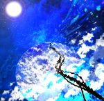   blue clouds kazaana moon silhouette  