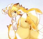  eijima_moko fox fox_ears fox_tail hat multiple_tails short_hair tail touhou wince wink yakumo_ran 