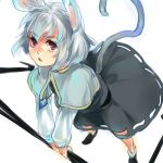 animal_ears dowsing_rod foreshortening lowres mouse_ears mouse_tail nazrin nikopa red_eyes silver_hair sketch tail touhou 