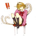  bad_id bow brown_hair cat_ears collar knees_on_chest persona persona_3 ribbon school_uniform skirt socks tail takeba_yukari zuro 