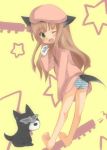  animal bad_id barefoot blush_stickers dog feet glasses hat open_mouth panties smile underwear wink 