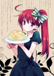  dress food kodamasawa_izumi long_hair melon_bread plate red_eyes red_hair redhead shakugan_no_shana shana side_ponytail 
