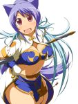  animal_ears breast_hold breasts cleavage dog_ears highres judith mirano purple_hair red_eyes solo tales_of_(series) tales_of_vesperia 