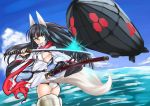  ass bad_id black_hair fuyu_no_kiatsuhaichi horns mouth_hold panties strike_witches sword tail underwear weapon 