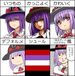  chart deku-no-bou hat nagae_iku parody peeking_out purple_hair red_eyes short_hair style_parody touhou translated 